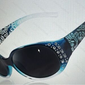Elegant Black and Blue Embellished Sunglasses